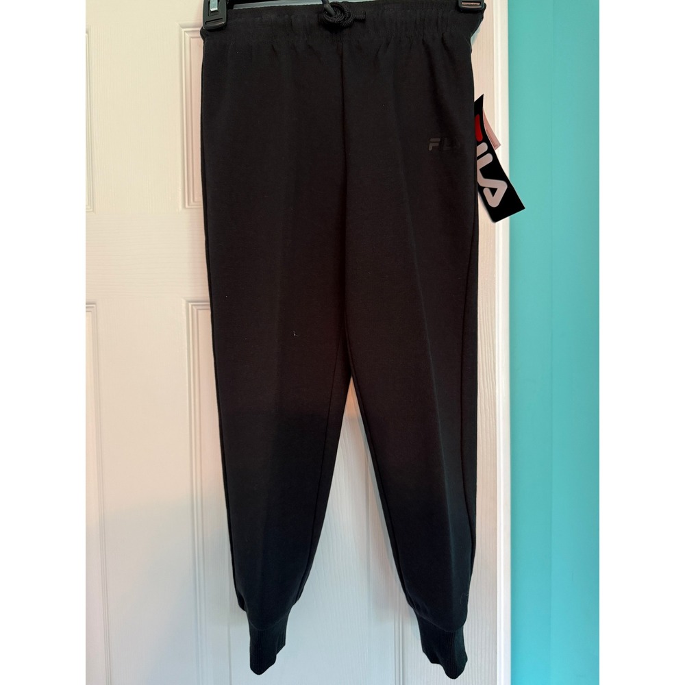 Fila Kids Black Jogger Sweatpants Fleece Lined Drawstring Athletic Pant Size 5/6
